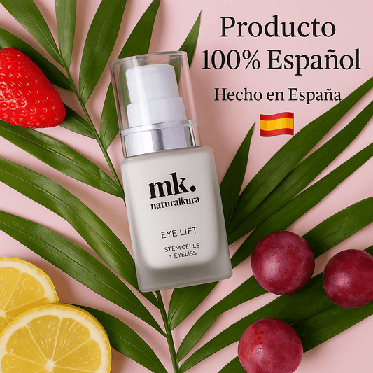 MK Eye Lift organic skincare product, made in Spain, featuring natural ingredients for eye rejuvenation.