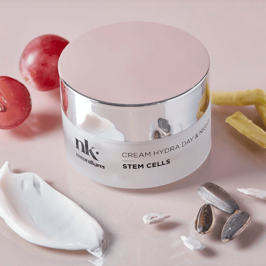 NK Cream Hydra Day & Night jar with natural ingredients for organic skincare and effective hydration.